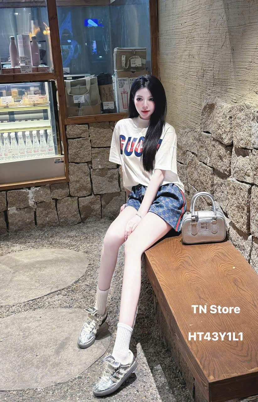 Sét Bộ Đồ Nữ Áo Phông In Chữ GUCCI Sắc Nét Form Rộng Dễ Mặc 2 Kiểu Dáng Trẻ Trung Sang Chảnh, Sét Bộ Nữ Mùa Hè